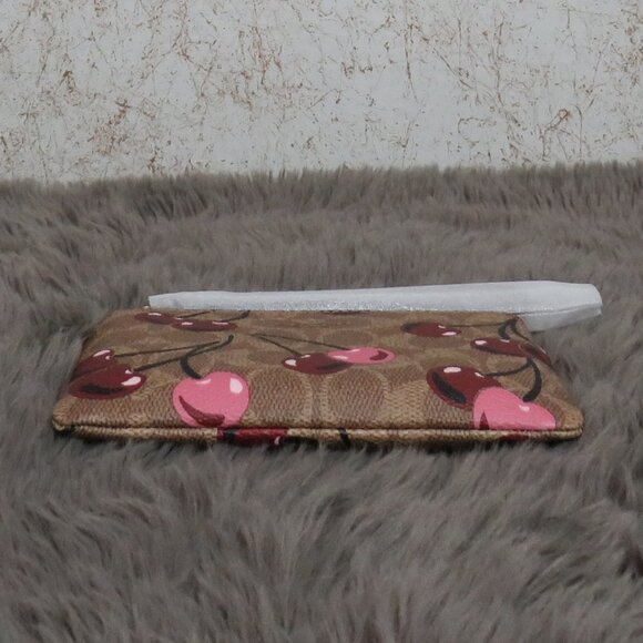 Coach Signature Corner Zip Wristlet with Cherry Print (Tan) - Picture 5 of 6